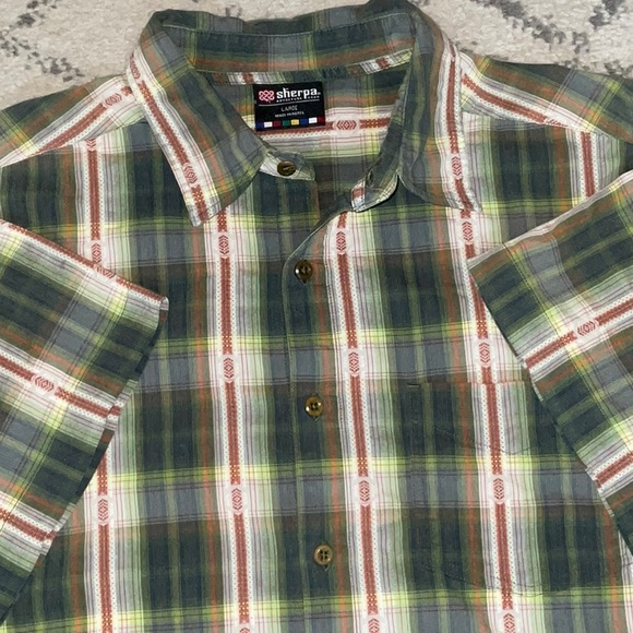 Sherpa Adventure Gear Men’s SETI casual plaid button up, short sleeve shirt. L - Picture 1 of 13